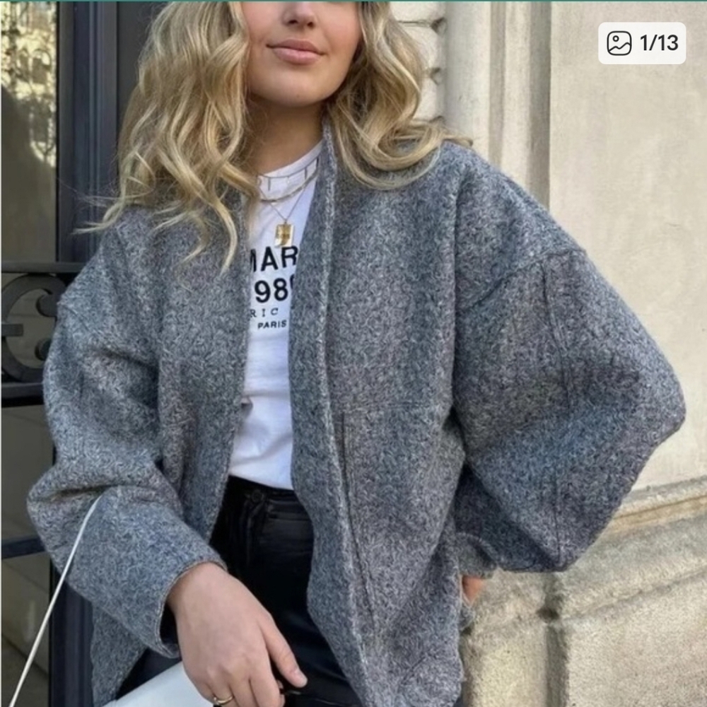 Grey Brushed Bomber Jacket